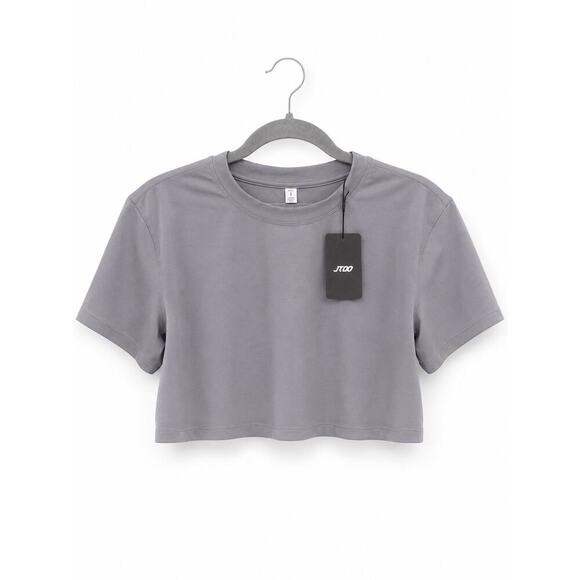 Jtoo Tops - JTOO Gray Athletic Crop Top Women’s Small Short Sleeve Stretch Activewear NWT